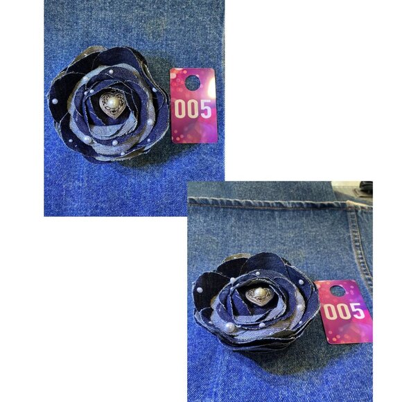 Handmade Denim Diamond & Pearl Brooches - Picture 6 of 8